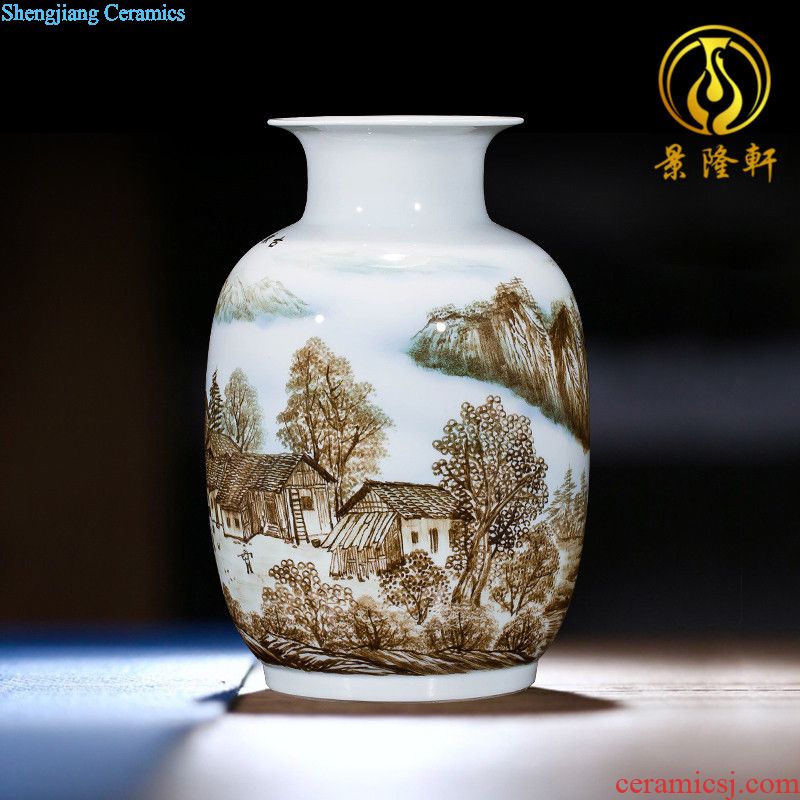 Jingdezhen ceramics Hand painted blue and white porcelain vase handicraft carving sitting room ark furnishing articles home decoration