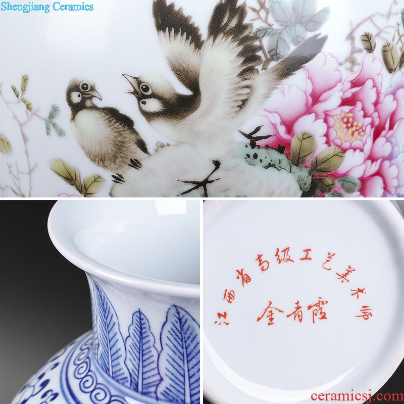 Jingdezhen ceramics famille rose porcelain vase home sitting room adornment furnishing articles of handicraft fragrant lotus classical caddy