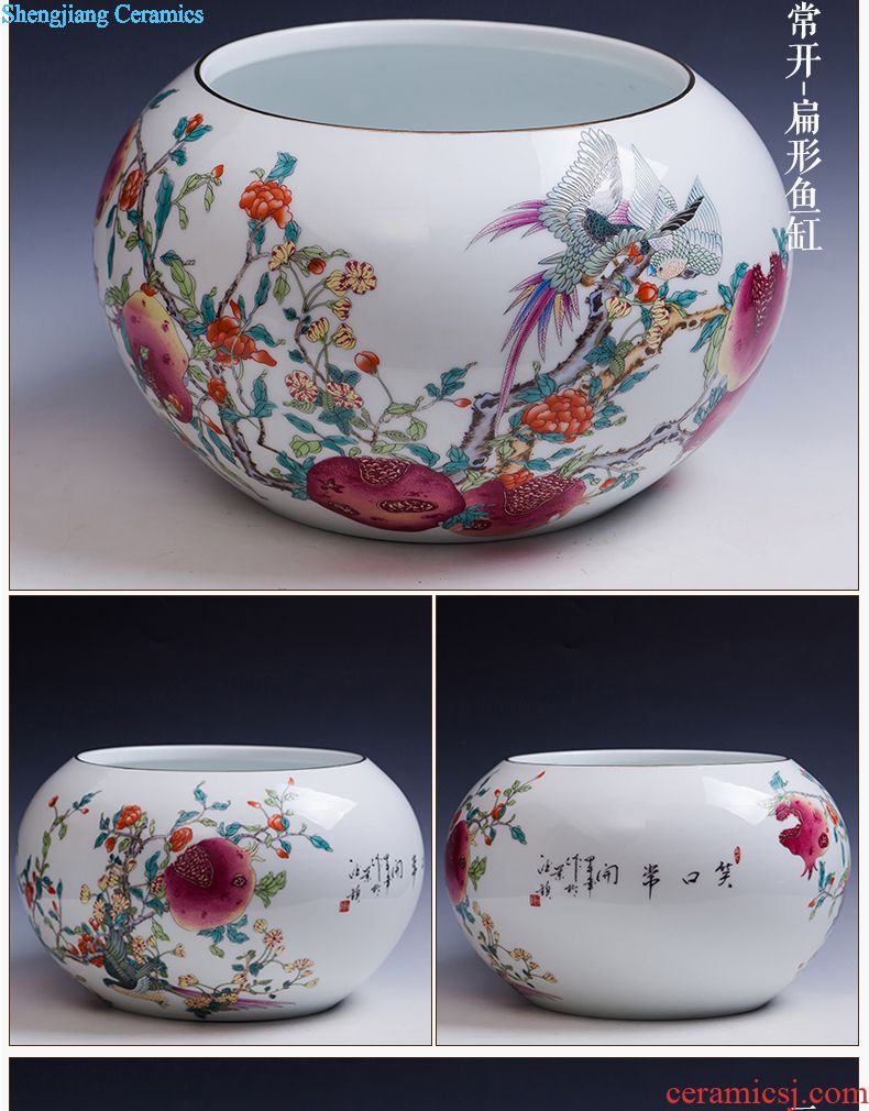 Flow of jingdezhen ceramics glaze vase three-piece suit of new Chinese style living room furnishing articles wine handicraft decorative household items