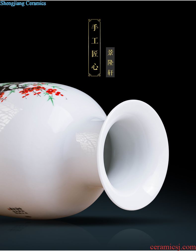 Jingdezhen ceramics Famous Wu Wenhan hand-painted pomegranate blooming flowers are blue and white porcelain vase collection certificate