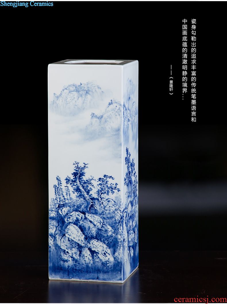 Jingdezhen ceramics antique landscape of blue and white porcelain vase flowers in contemporary household living room decoration decoration