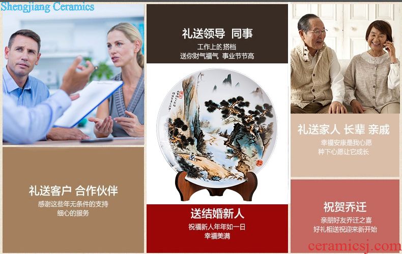 Jingdezhen ceramics furnishing articles household decorations hanging dish sitting room ark auspicious decoration plate of Chinese arts and crafts