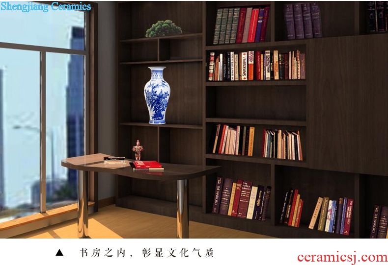 Jingdezhen blue and white ceramics hand-painted vases, flower arrangement sitting room of Chinese style household wine cabinet office furnishing articles ornament