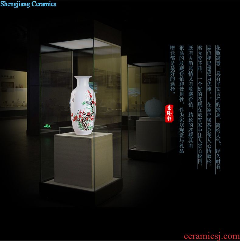 Jingdezhen ceramics Famous Wu Wenhan hand-painted pomegranate blooming flowers are blue and white porcelain vase collection certificate