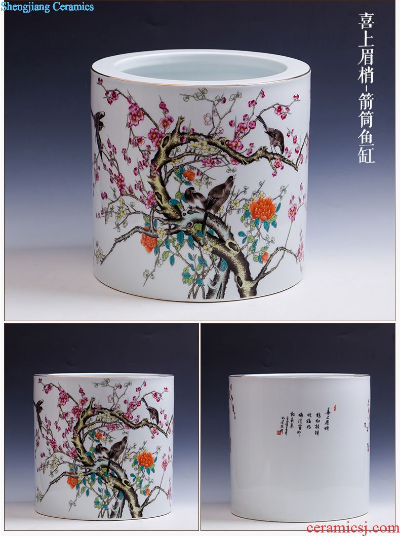 Flow of jingdezhen ceramics glaze vase three-piece suit of new Chinese style living room furnishing articles wine handicraft decorative household items