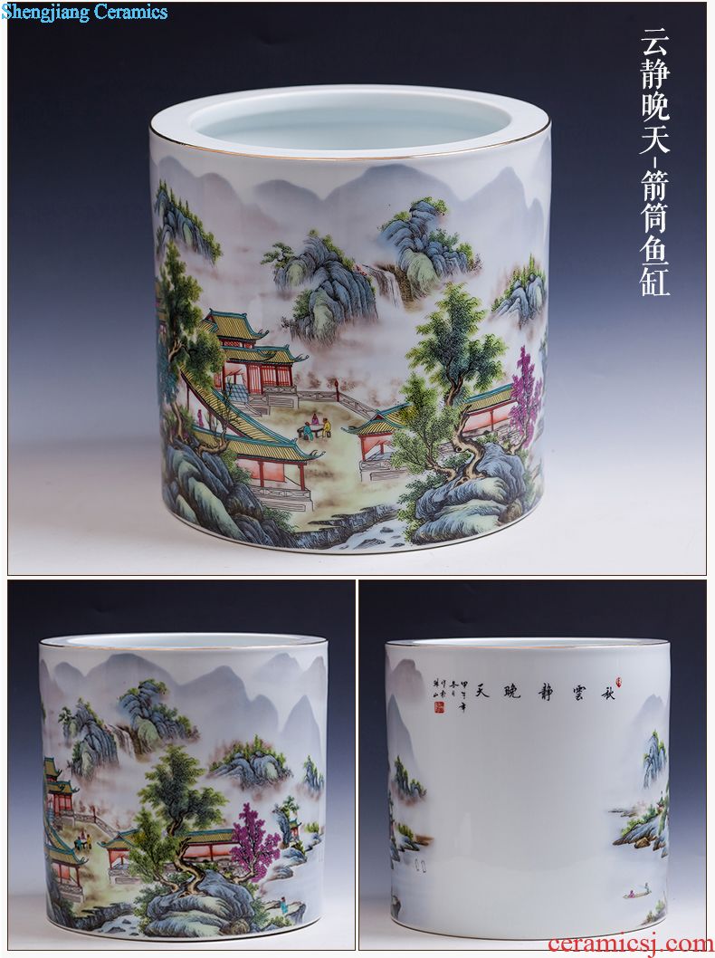 Flow of jingdezhen ceramics glaze vase three-piece suit of new Chinese style living room furnishing articles wine handicraft decorative household items