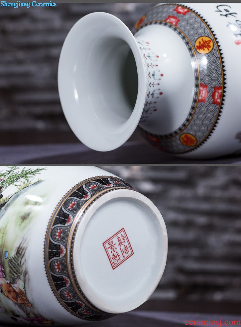 Jingdezhen ceramics vase furnishing articles chrysanthemum patterns flower arranging a three-piece TV ark adornment household decoration