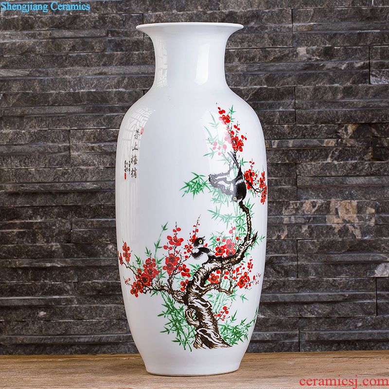 Jingdezhen ceramics Famous Wu Wenhan hand-painted pomegranate blooming flowers are blue and white porcelain vase collection certificate