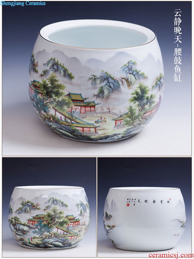 Flow of jingdezhen ceramics glaze vase three-piece suit of new Chinese style living room furnishing articles wine handicraft decorative household items