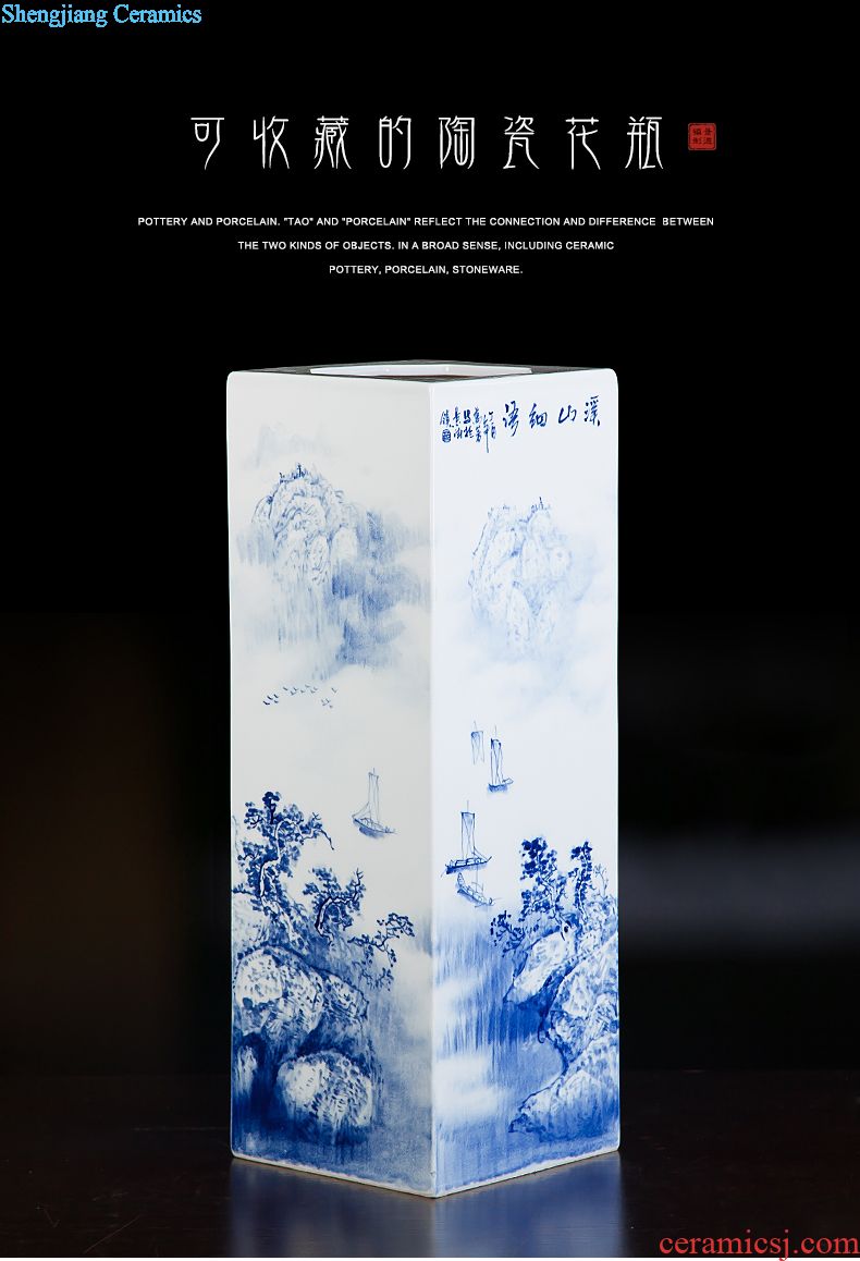 Jingdezhen ceramics antique landscape of blue and white porcelain vase flowers in contemporary household living room decoration decoration