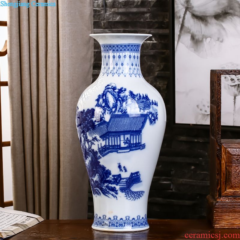 Jingdezhen blue and white ceramics hand-painted vases, flower arrangement sitting room of Chinese style household wine cabinet office furnishing articles ornament