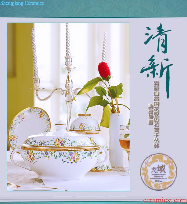 Blue and white youligong jingdezhen ceramic nine domain 8 head tea set Hand-painted under glaze teacup of a complete set of the teapot