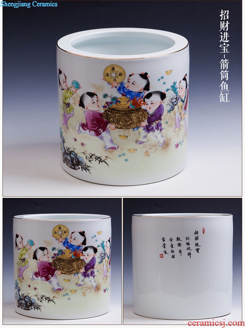 Flow of jingdezhen ceramics glaze vase three-piece suit of new Chinese style living room furnishing articles wine handicraft decorative household items