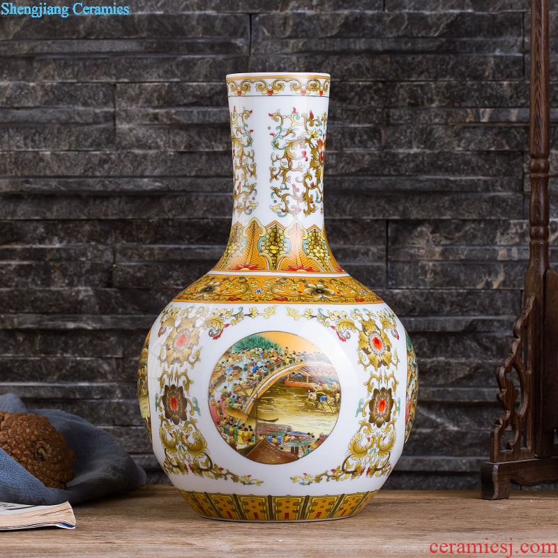 Jingdezhen ceramic vase landing pure white vase modern european-style villa hotel sitting room place large vases, flower arrangement