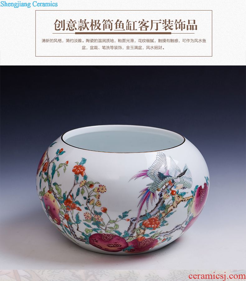 Flow of jingdezhen ceramics glaze vase three-piece suit of new Chinese style living room furnishing articles wine handicraft decorative household items