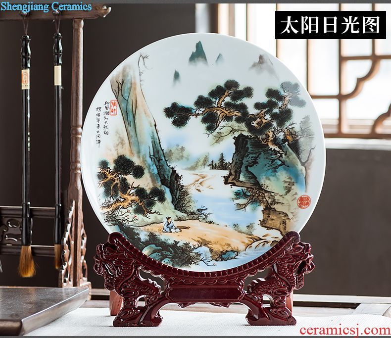 Jingdezhen ceramics furnishing articles household decorations hanging dish sitting room ark auspicious decoration plate of Chinese arts and crafts