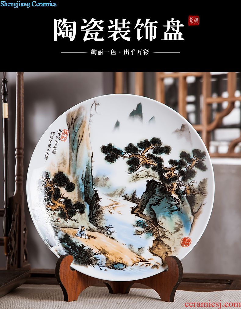 Jingdezhen ceramics furnishing articles household decorations hanging dish sitting room ark auspicious decoration plate of Chinese arts and crafts