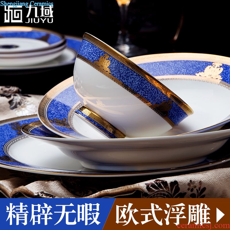 Glair jingdezhen ceramic nine domain 56 skull porcelain tableware suit Traditional blue and white porcelain dish dish suits