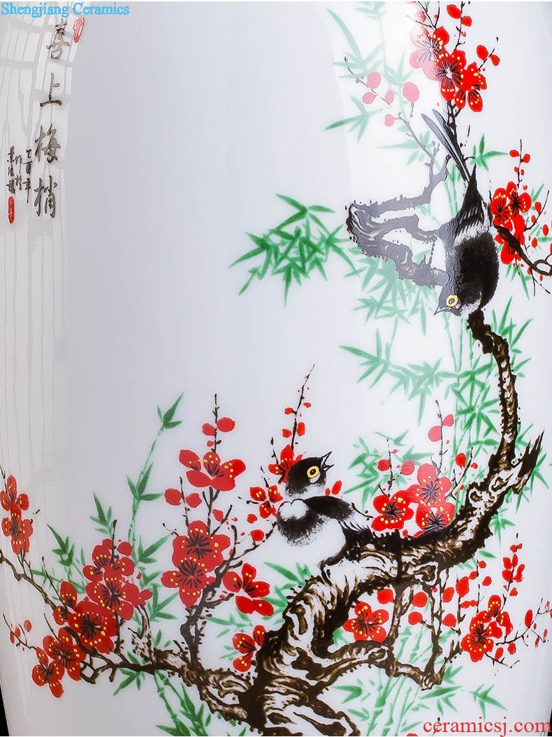 Jingdezhen ceramics Famous Wu Wenhan hand-painted pomegranate blooming flowers are blue and white porcelain vase collection certificate