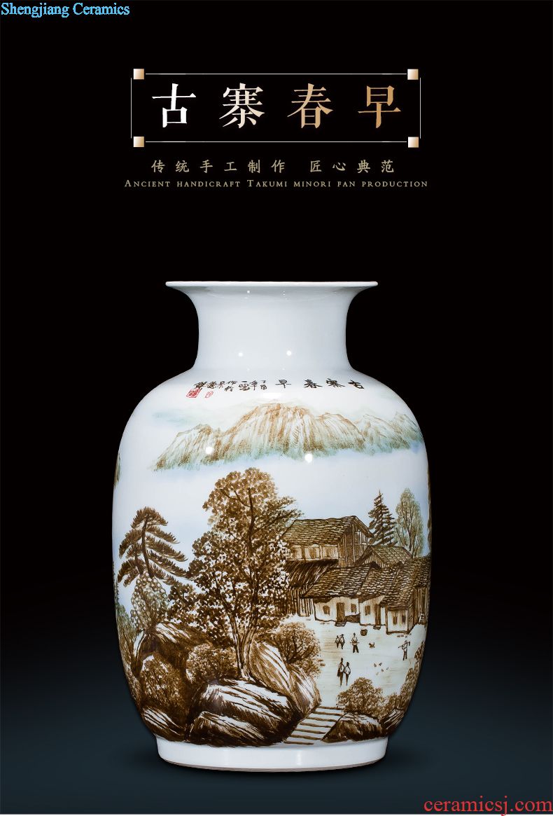 Jingdezhen ceramics Hand painted blue and white porcelain vase handicraft carving sitting room ark furnishing articles home decoration