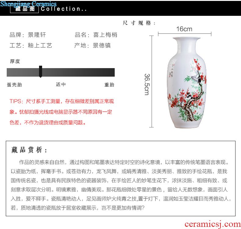 Jingdezhen ceramics Famous Wu Wenhan hand-painted pomegranate blooming flowers are blue and white porcelain vase collection certificate