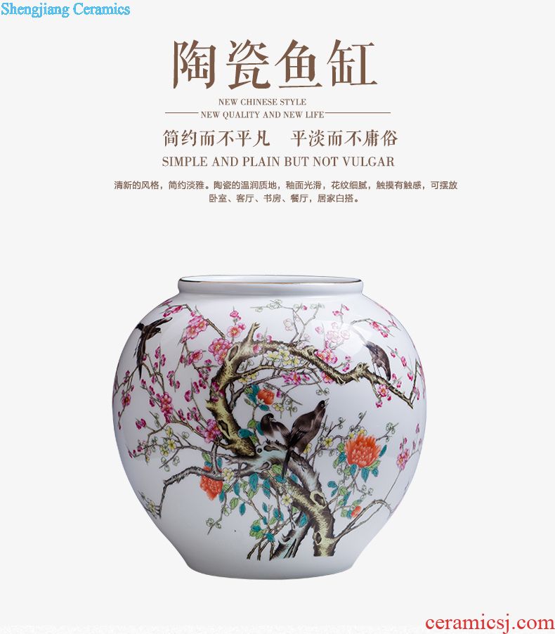 Flow of jingdezhen ceramics glaze vase three-piece suit of new Chinese style living room furnishing articles wine handicraft decorative household items