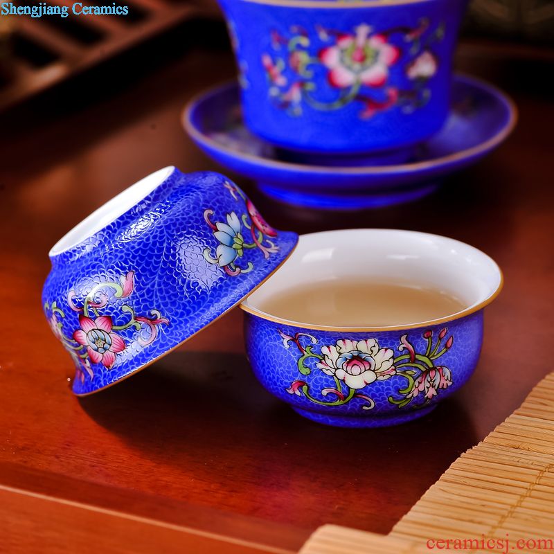 Archaize single sample tea cup cup cup of jingdezhen ceramic kung fu tea set hand-painted 12 cups of a complete set of god of cup