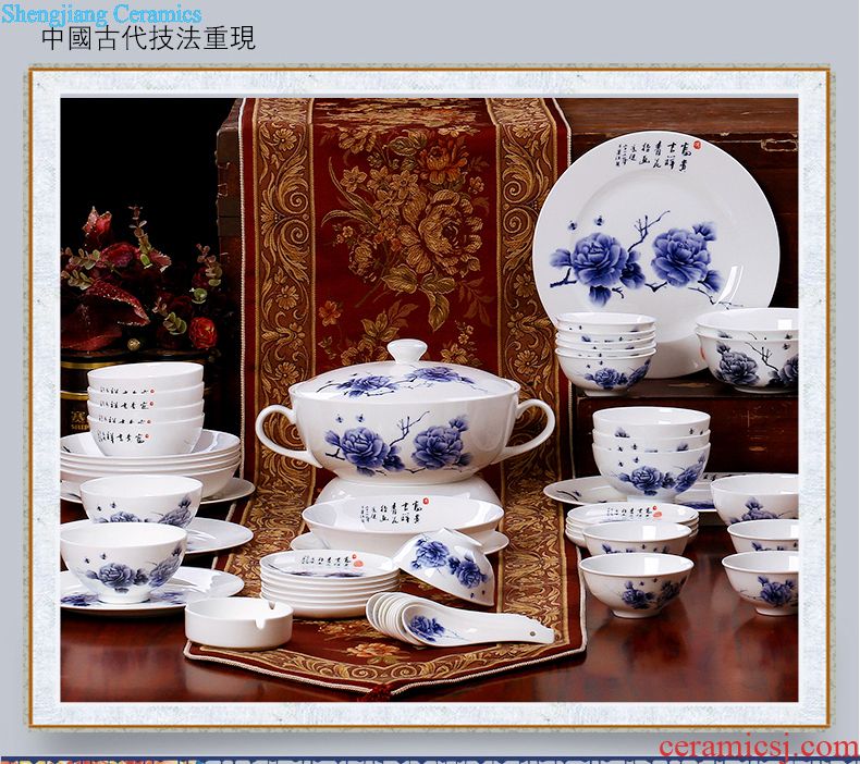 Bone China tableware of jingdezhen blue and white porcelain plates nine domain type dish bone plate 8 inches round platter meal