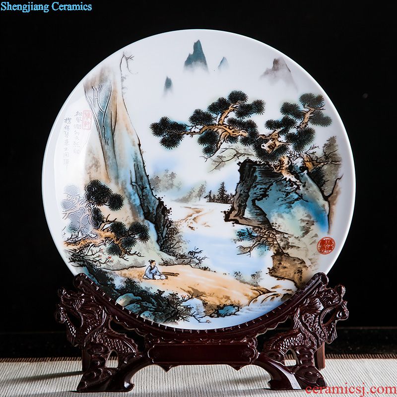 Jingdezhen ceramics furnishing articles household decorations hanging dish sitting room ark auspicious decoration plate of Chinese arts and crafts