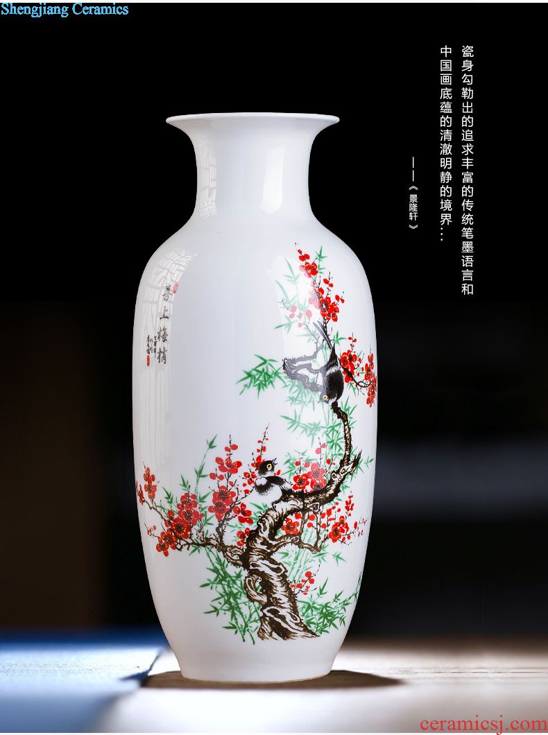 Jingdezhen ceramics Famous Wu Wenhan hand-painted pomegranate blooming flowers are blue and white porcelain vase collection certificate