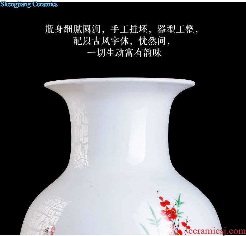 Jingdezhen ceramics Famous Wu Wenhan hand-painted pomegranate blooming flowers are blue and white porcelain vase collection certificate