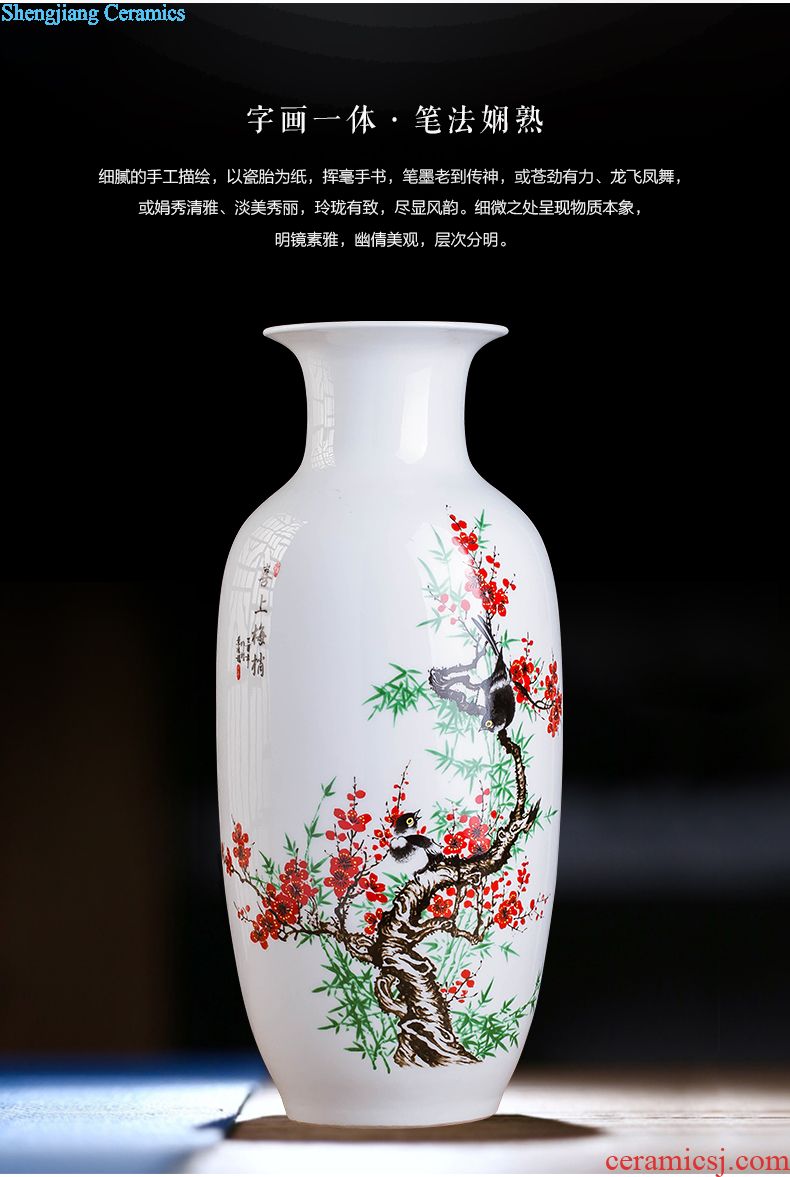 Jingdezhen ceramics Famous Wu Wenhan hand-painted pomegranate blooming flowers are blue and white porcelain vase collection certificate