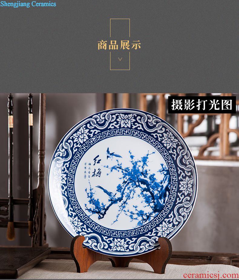 Jingdezhen ceramics furnishing articles home decorations hanging dish handicraft wine blue-and-white scented decorative plate