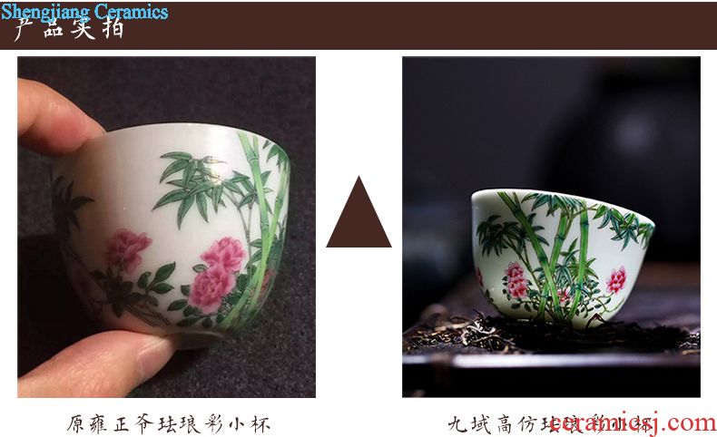 Jingdezhen ceramics tea cup bowl grilled pastel flowers single sample tea cup master cup hand-painted kung fu tea cups