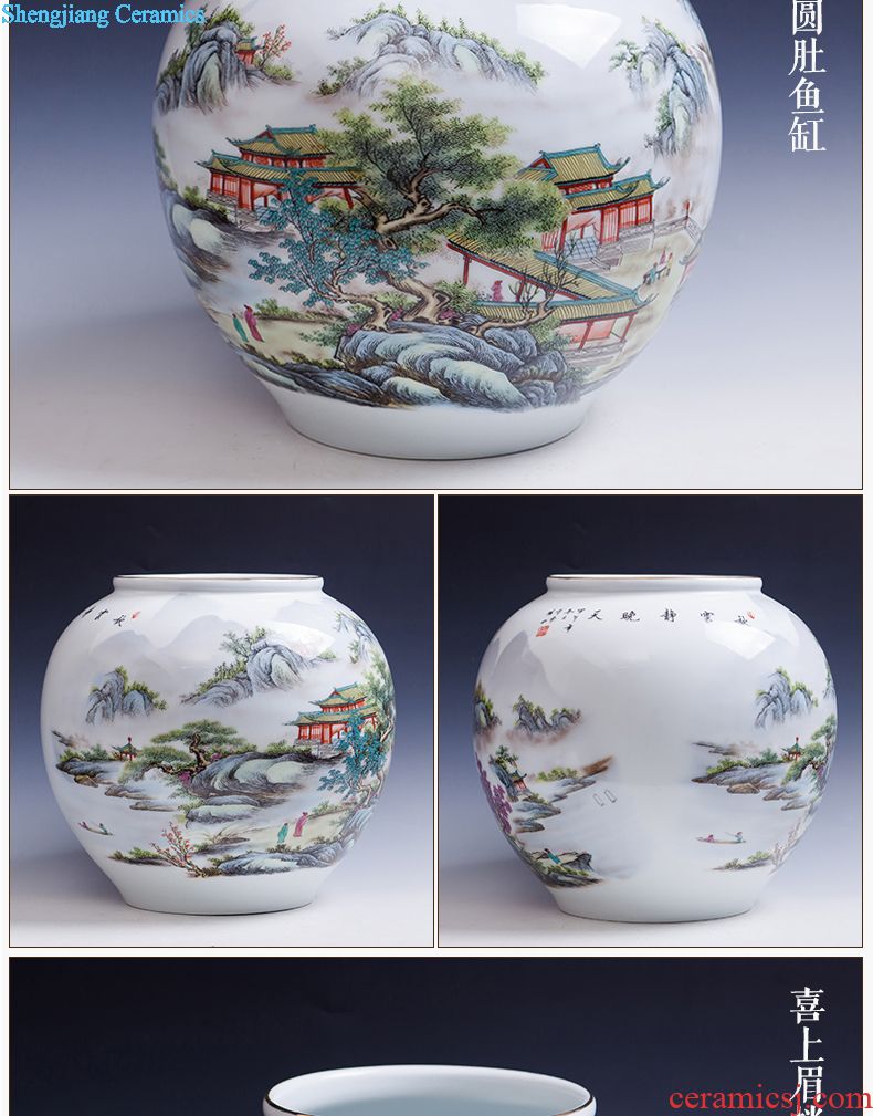 Flow of jingdezhen ceramics glaze vase three-piece suit of new Chinese style living room furnishing articles wine handicraft decorative household items