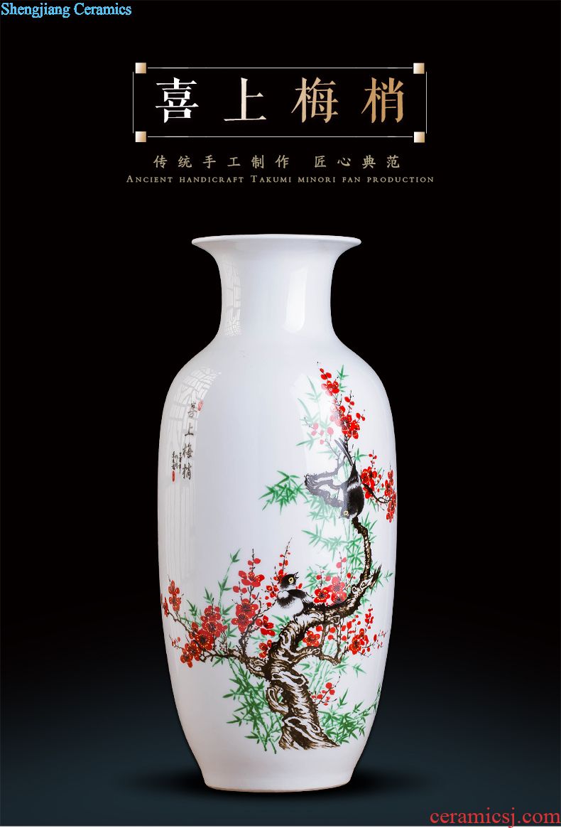 Jingdezhen ceramics Famous Wu Wenhan hand-painted pomegranate blooming flowers are blue and white porcelain vase collection certificate