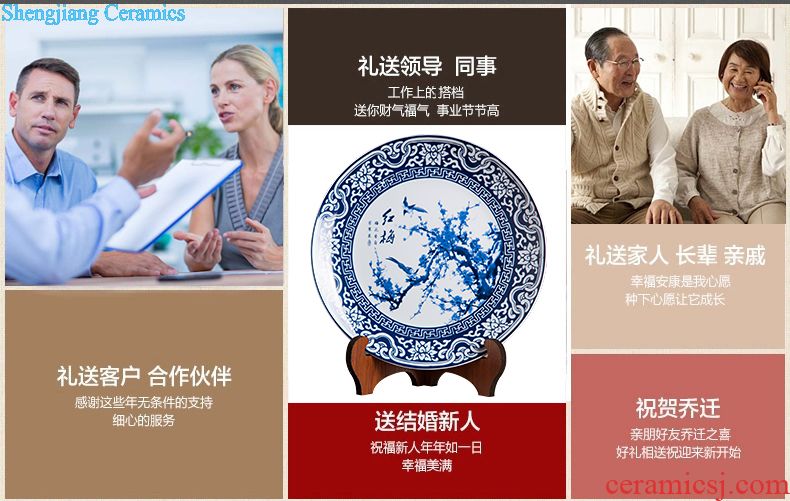 Jingdezhen ceramics furnishing articles home decorations hanging dish handicraft wine blue-and-white scented decorative plate