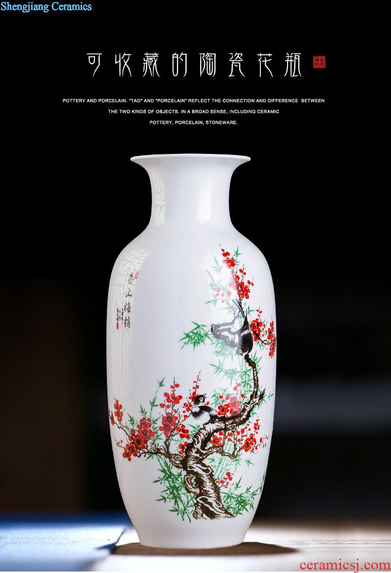 Jingdezhen ceramics Famous Wu Wenhan hand-painted pomegranate blooming flowers are blue and white porcelain vase collection certificate