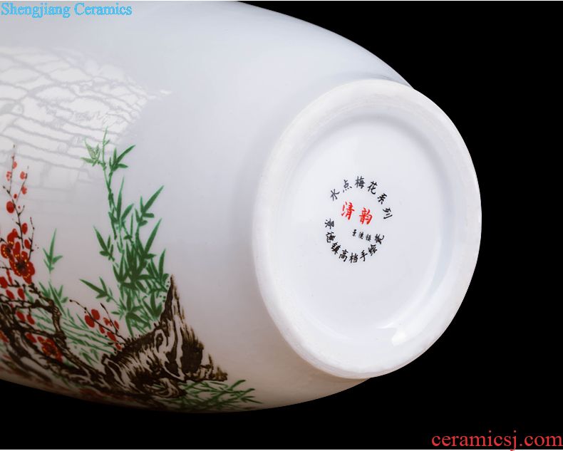 Jingdezhen ceramics Famous Wu Wenhan hand-painted pomegranate blooming flowers are blue and white porcelain vase collection certificate