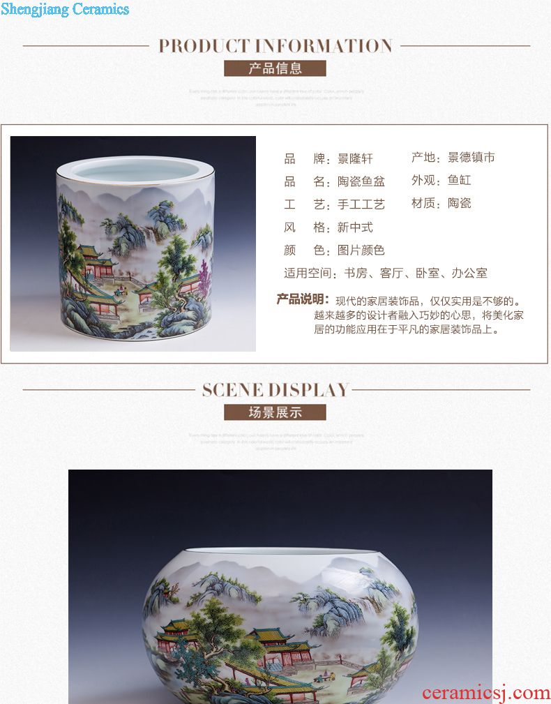 Flow of jingdezhen ceramics glaze vase three-piece suit of new Chinese style living room furnishing articles wine handicraft decorative household items