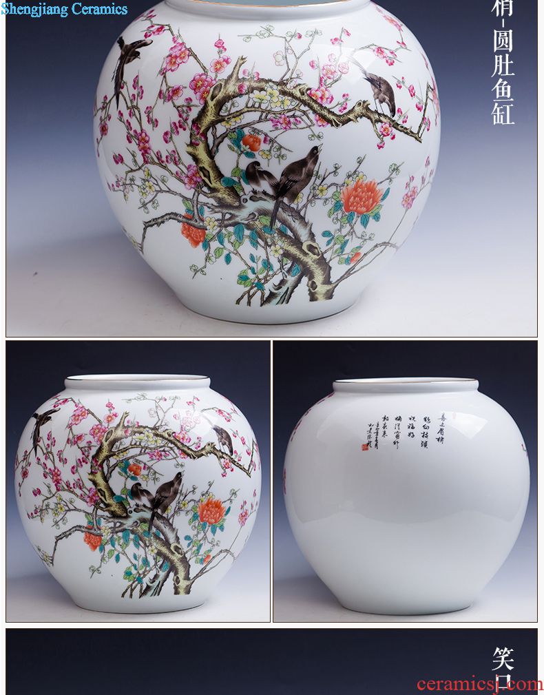 Flow of jingdezhen ceramics glaze vase three-piece suit of new Chinese style living room furnishing articles wine handicraft decorative household items