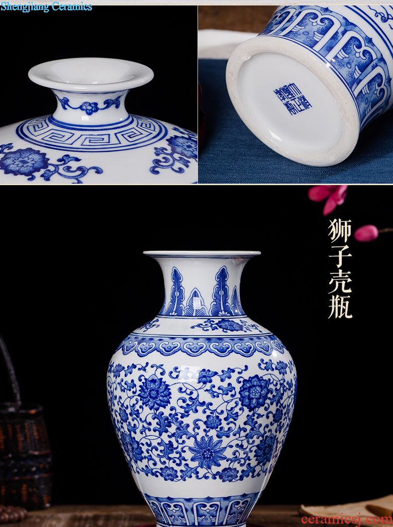 Jingdezhen ceramics vase hand-painted carving shadow green lotus pond interest series of new Chinese style household adornment furnishing articles