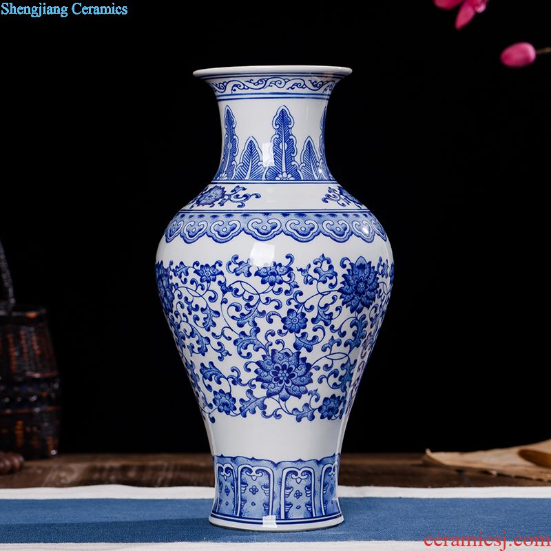 Jingdezhen ceramics vase hand-painted carving shadow green lotus pond interest series of new Chinese style household adornment furnishing articles