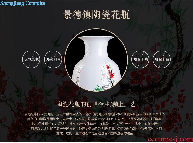 Jingdezhen ceramics Famous Wu Wenhan hand-painted pomegranate blooming flowers are blue and white porcelain vase collection certificate