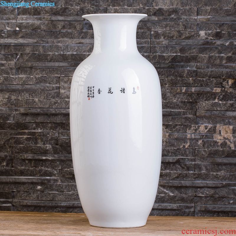 Jingdezhen ceramics Famous Wu Wenhan hand-painted pomegranate blooming flowers are blue and white porcelain vase collection certificate