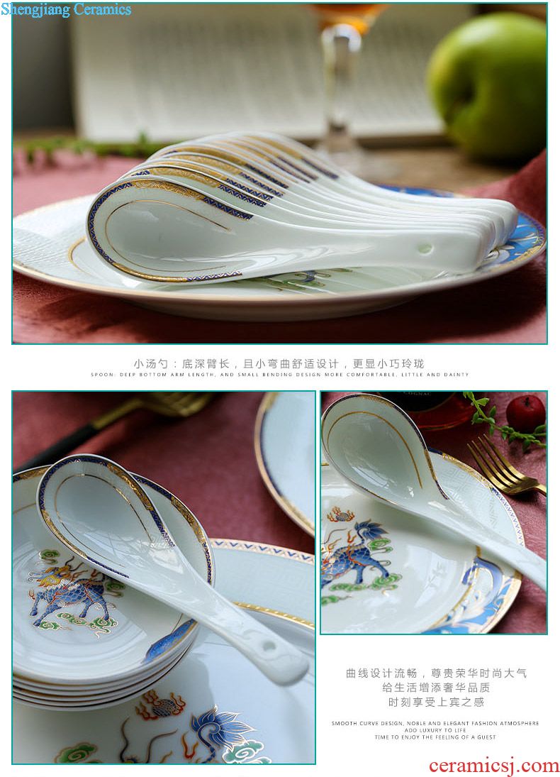 Home dishes high-class european-style ceramics tableware suit jingdezhen nine domain high-grade bone China tableware plate dish bowl