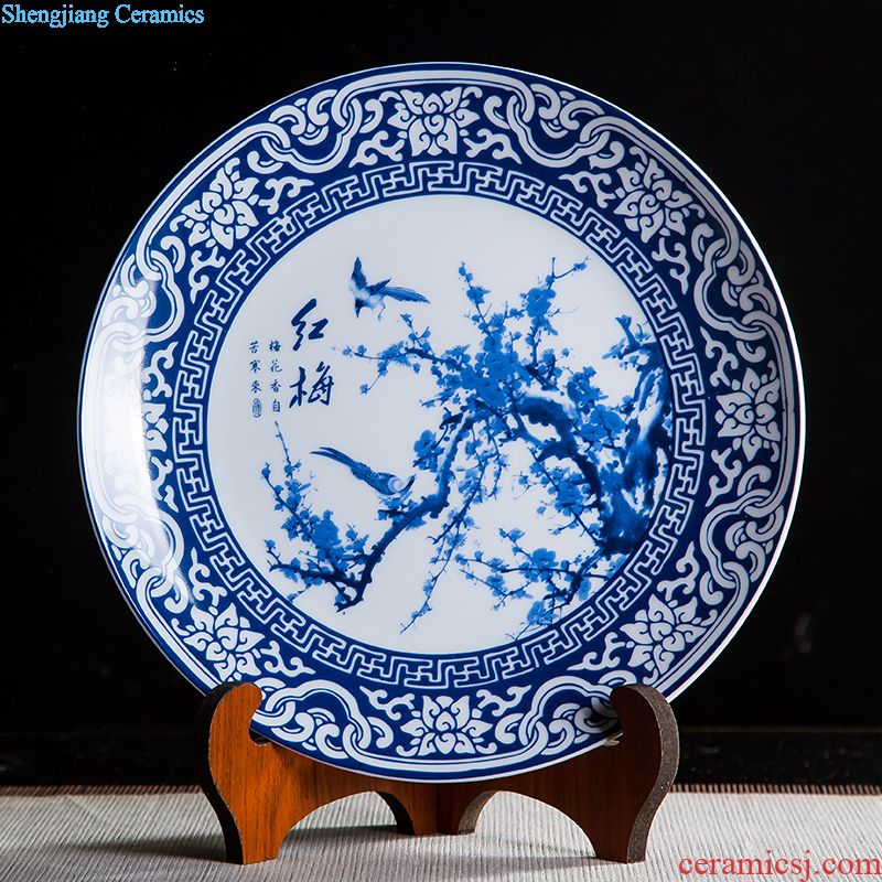 Jingdezhen ceramics furnishing articles home decorations hanging dish handicraft wine blue-and-white scented decorative plate