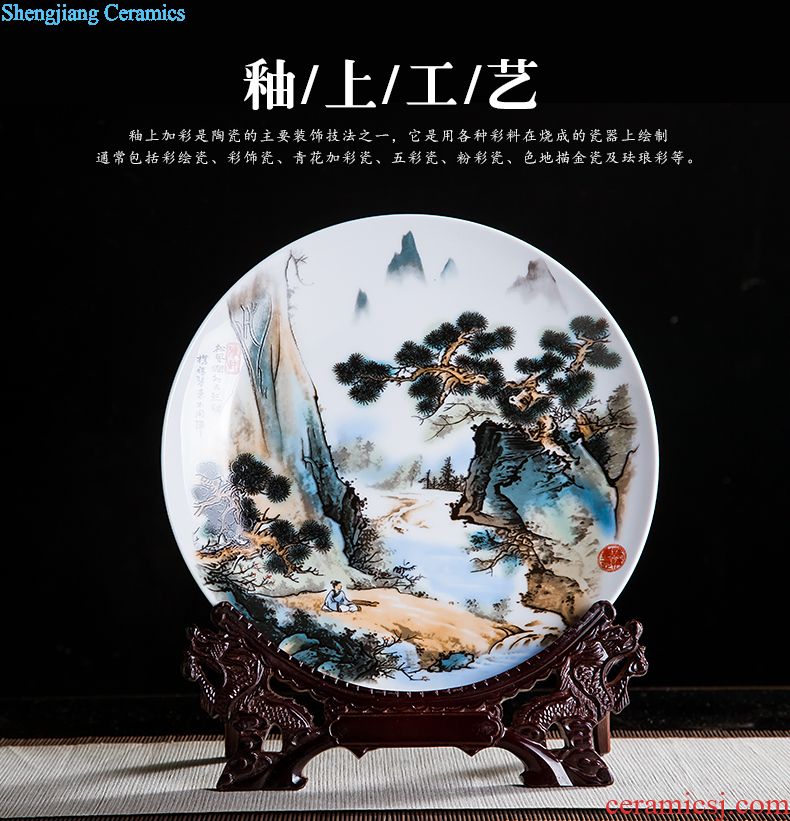 Jingdezhen ceramics furnishing articles household decorations hanging dish sitting room ark auspicious decoration plate of Chinese arts and crafts