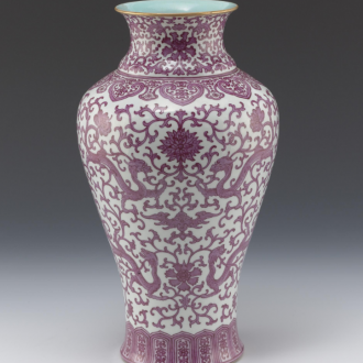 Vase with Red Floral Spray and Dragon Design