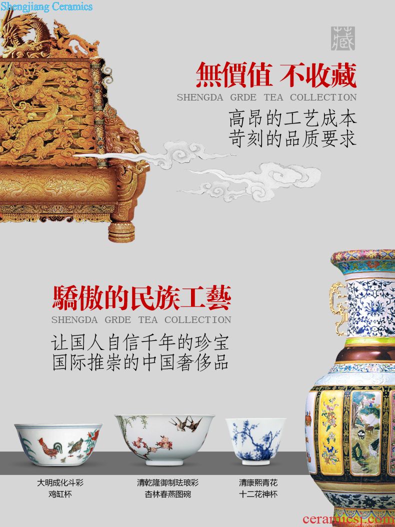 Santa teacups hand-painted ceramic kung fu emperor Huang Jiaqing brew cylinder head outline drive makes poetry cups of jingdezhen tea service